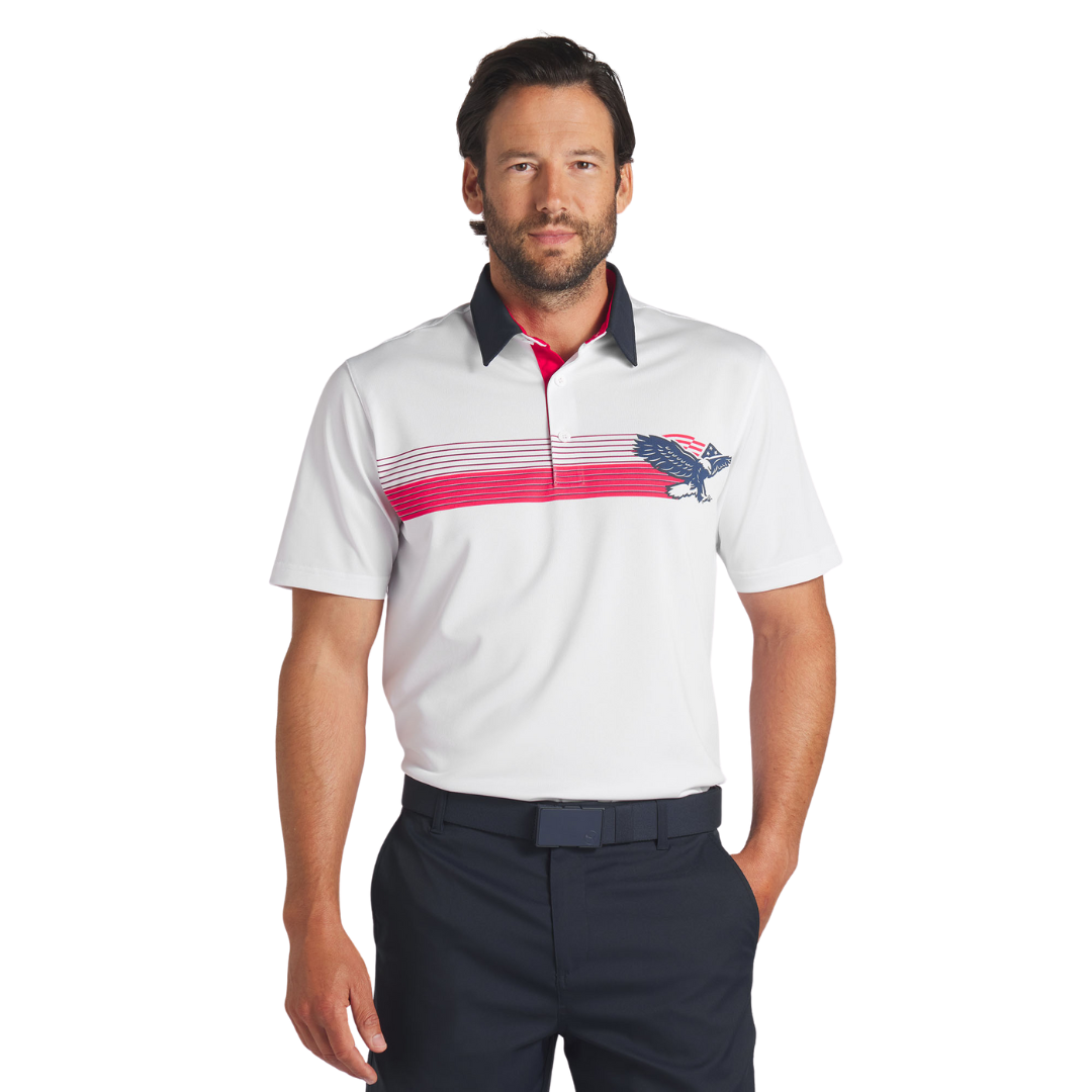 Puma x VA Volition Eagle Golf Polo White Glow Deep Navy L