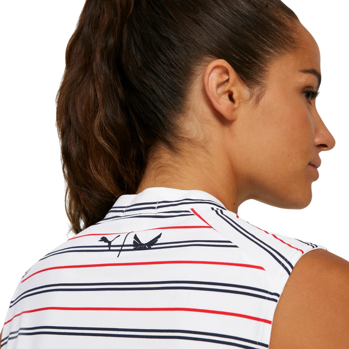 Womens PUMA X VA Striped Sleeveless Golf Polo