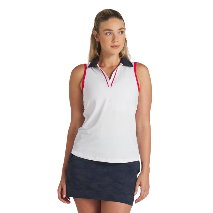 Womens PUMA X VA Piped Sleeveless Golf Polo