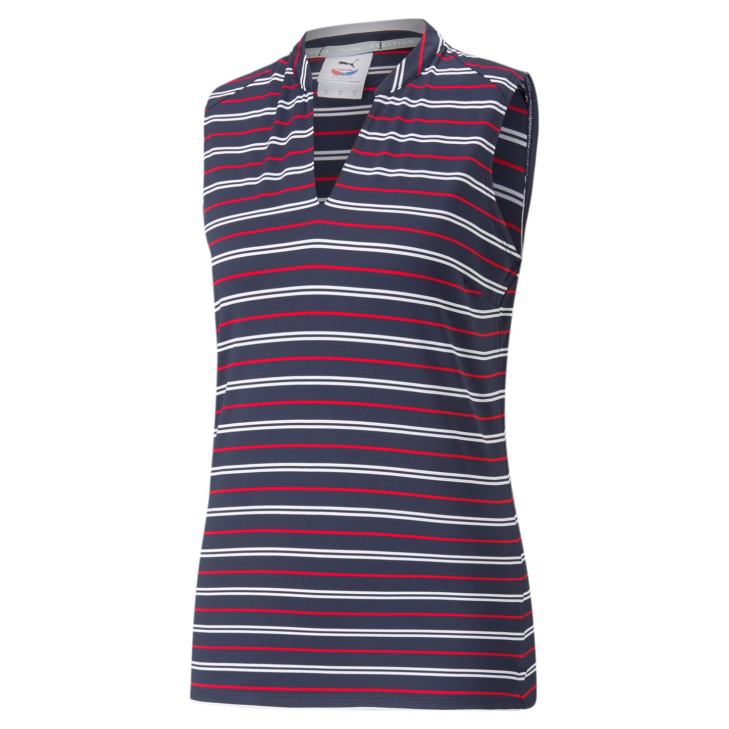Womens Striped Sleeveless Golf Polo - PUMA X Volition America