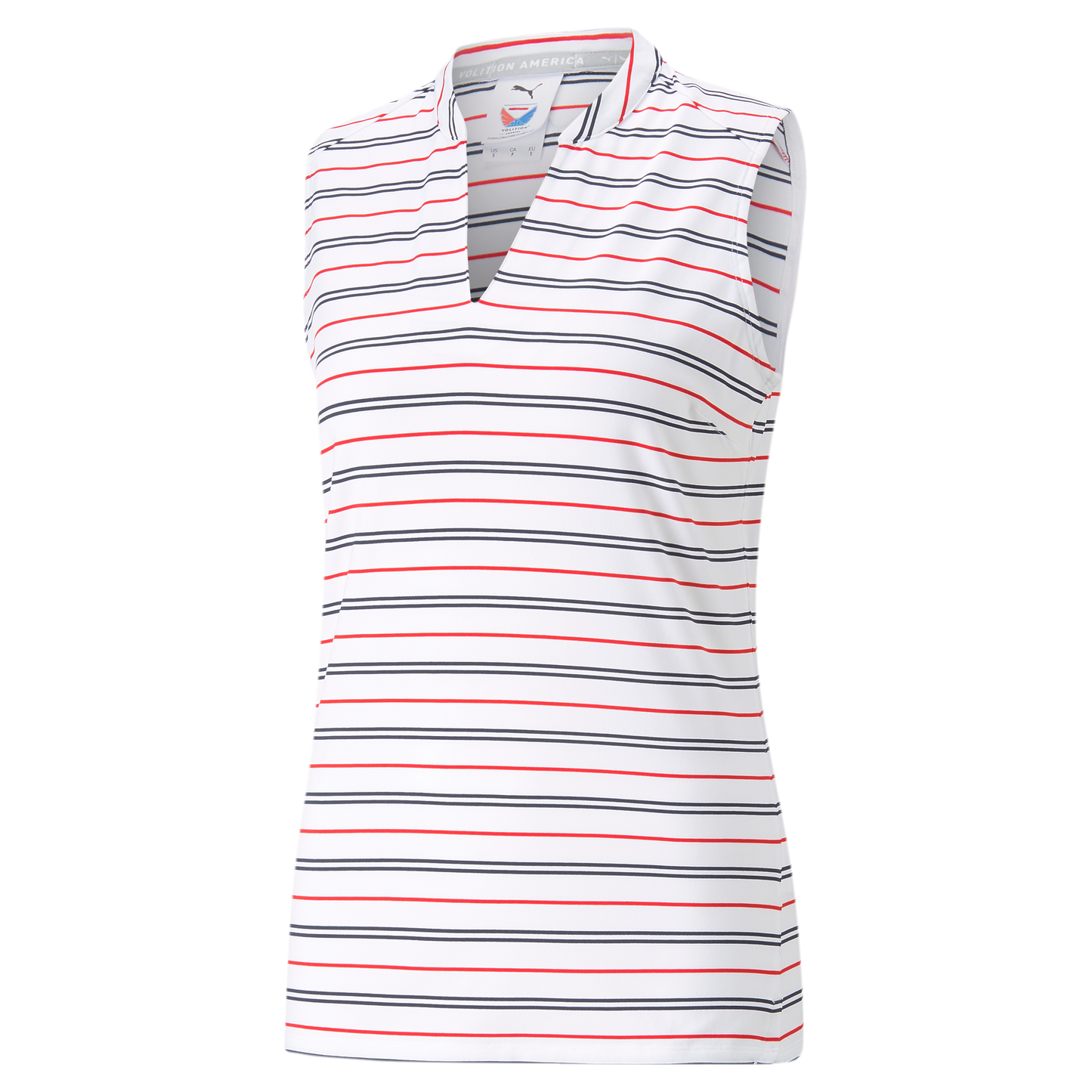 Womens Striped Sleeveless Golf Polo - PUMA X Volition America