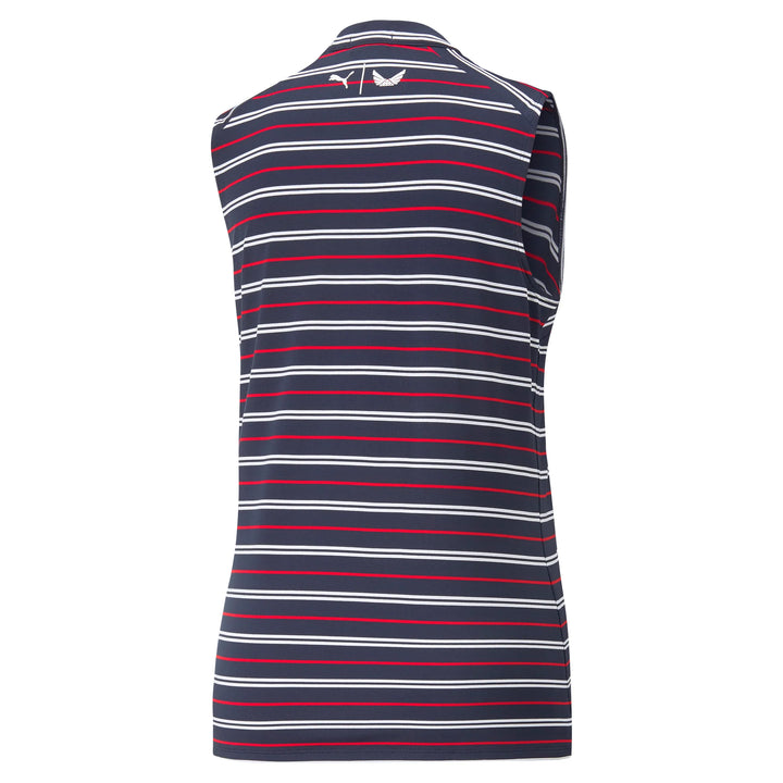 Womens PUMA X VA Striped Sleeveless Golf Polo