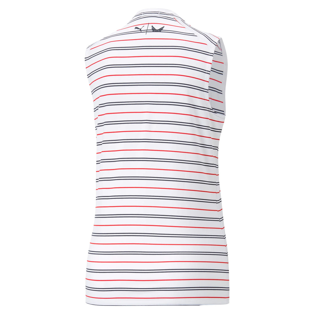 Womens PUMA X VA Striped Sleeveless Golf Polo