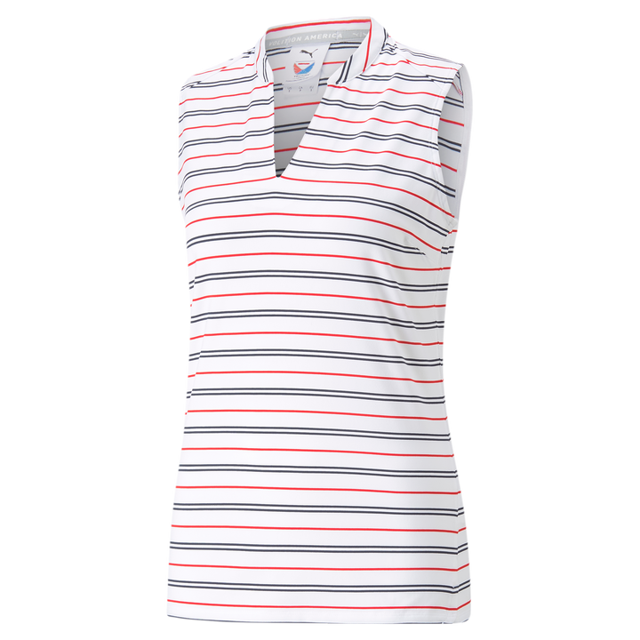 Womens PUMA X VA Striped Sleeveless Golf Polo