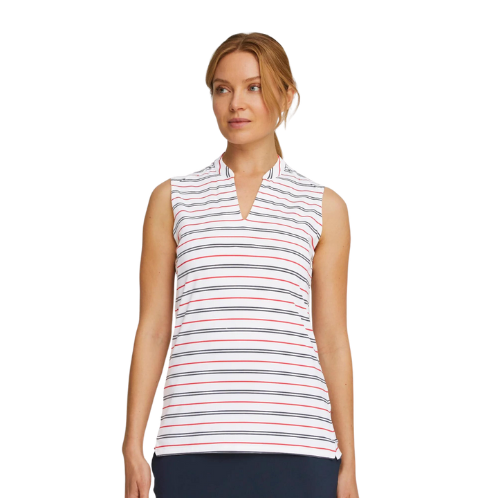 Womens PUMA X VA Striped Sleeveless Golf Polo